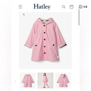 Hatley Light Pink Kids Raincoat with Navy Accents